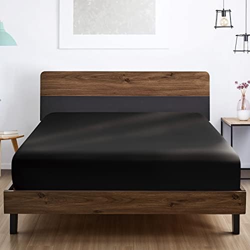 FreshCulture Queen Fitted Sheet - Hotel Quality, Ultra Soft & Breathable Brushed Microfiber, Deep Pocket, Cooling Fitted Sheets for Queen Size Bed (Black) - Image 6