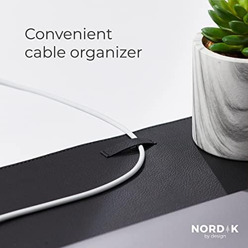 Nordik Leather Desk Mat - Cork Pebble Black - Leather Desk Pad 35x17 in - Image 4