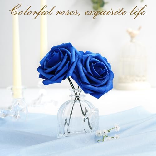 BLEUM CADE 16Pcs Artificial Flowers Fake Foam Roses with Stems for Wedding - Image 4