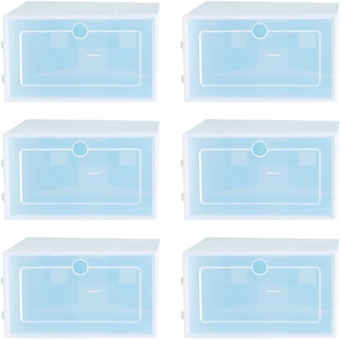 Cabilock 6pcs Stackable Transparent Shoe Storage Box Thicken Plastic Container s for Organizing Closets Entryway and under Beds Shoe Organizer for Tidy Spaces