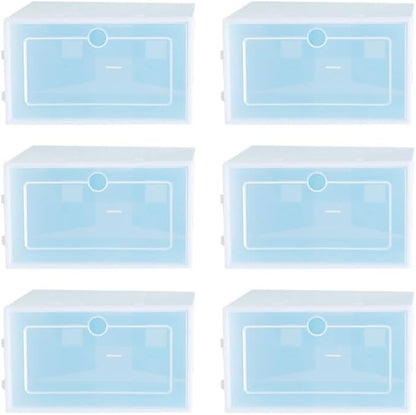 Cabilock 6pcs Stackable Transparent Shoe Storage Box Thicken Plastic Container s for Organizing Closets Entryway and under Beds Shoe Organizer for Tidy Spaces
