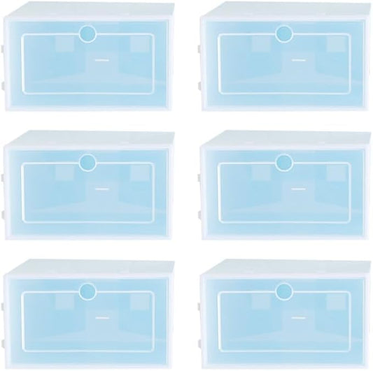 Cabilock 6pcs Stackable Transparent Shoe Storage Box Thicken Plastic Container s for Organizing Closets Entryway and under Beds Shoe Organizer for Tidy Spaces