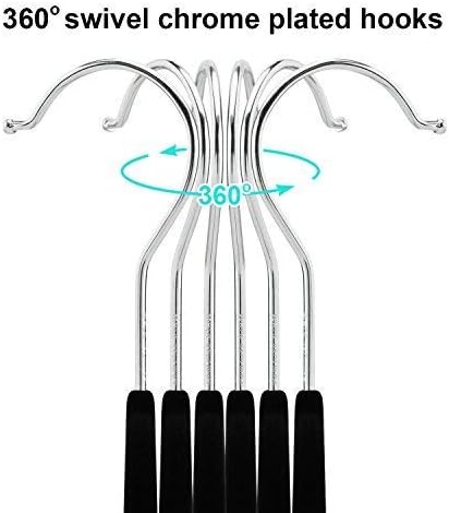 OIKA Black Velvet Hangers with Clips–16.7-Inch Space-Saving Pants Hangers for Skirts, Dresses, Non-Slip Closet Organizers (20 Pack)