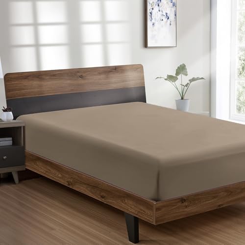 FreshCulture Twin Fitted Sheet - Hotel Quality - Ultra Soft & Breathable - Brushed Microfiber - Deep Pocket - Cooling Fitted Sheet for Twin Size Bed (Taupe) by FreshCulture