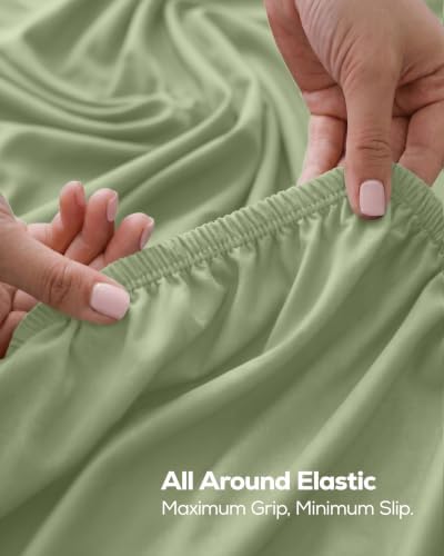 King Fitted Sheet, Ultra Soft Fits Up to 15 Inch Deep Pocket, Sage - Image 5
