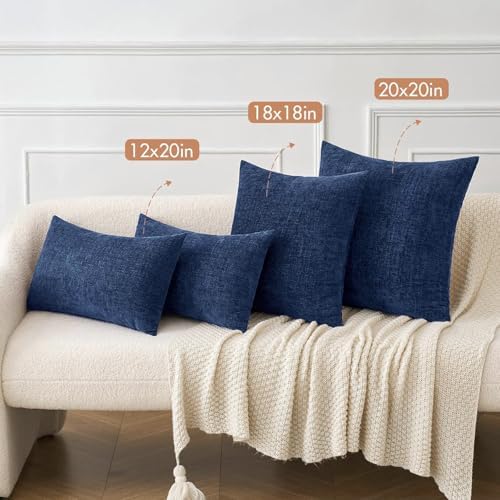 MIULEE Soft Chenille Throw Pillow Covers Navy Blue 20x20 Inch Pack of 2 - Image 4