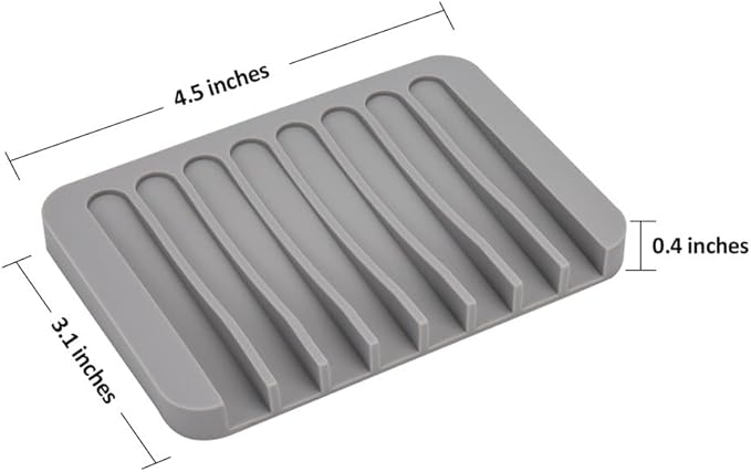 Silicone Soap Dishes for Shower, 3+1 PCS Upgrade Self-Draining Bar Soap Holder, Premium Sponge Holder for Sink, Kitchen, Bathroom, or Counter, Easy Clean, Can Extend Soap Life (White & Gray)