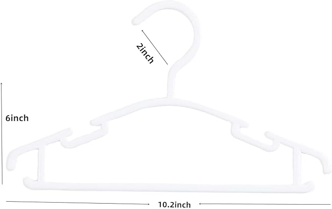 50 Pack White Baby Nursery Closet Hangers, Anti-Slip Laundry Infant Pant Hanger for Newborn Clothes Gift, Ultra-Thin Plastic Hanger for Girl Boy Toddler