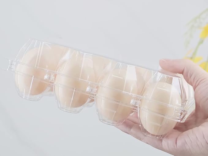 Egg Cartons 60 Packs, Clear Plastic Blank Egg Cartons with Free Labels, Holds up to 12 Eggs Securely, Perfect for Family Pasture Farm Markets Display - Medium