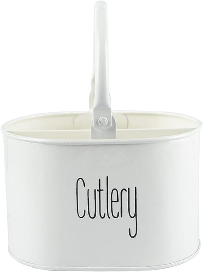 Metal Self Draining Tableware Storage Box - Spoon, Knife, Fork, Chopstick, Cutlery Holder Kitchen Organizer Stand Dining Multifunctional Stand Drawer Organisers, (White)