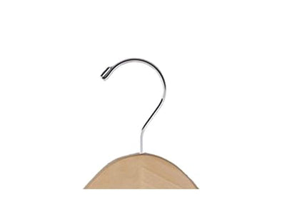 NAHANCO 8117CHHU 17" Flat Wood Hanger with Notches, Chrome Hook, Natural (Pack of 25)