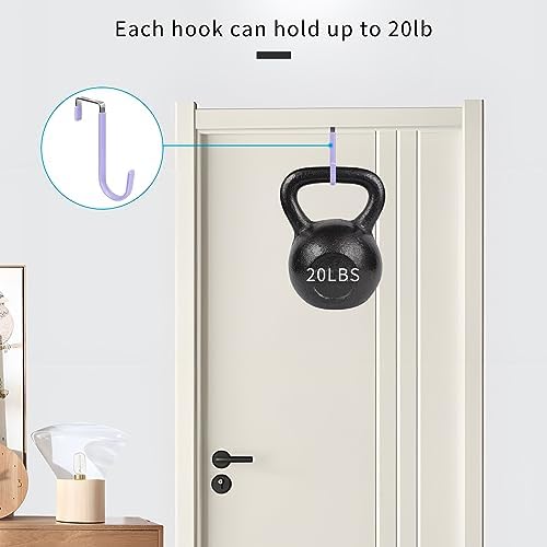 FYY Over the Door Hooks, Single-Hanger 4 Pack, Fits Doors 1 3/8" Lavender - Image 4