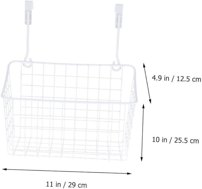 Wakauto Cabinet Storage Basket Hanging Organizer Rack Over Door Rust White Storage Holder with Ventilated Design for Kitchen Bathroom Office Easy Install Needed