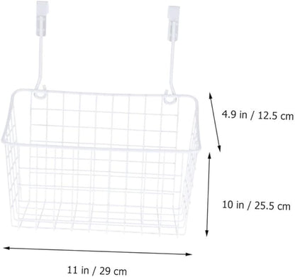 Wakauto Cabinet Storage Basket Hanging Organizer Rack Over Door Rust White Storage Holder with Ventilated Design for Kitchen Bathroom Office Easy Install Needed