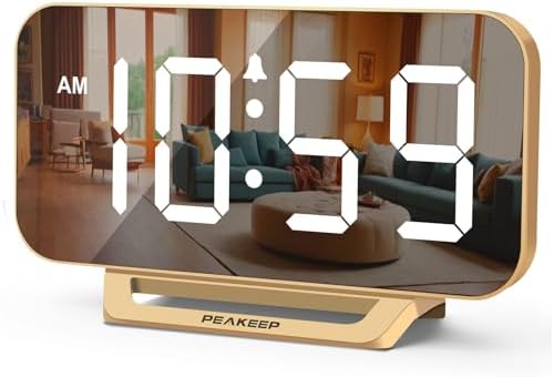Peakeep Slim Digital Mirror Aesthetic Alarm Clock for Bedrooms Desk Decor by PEAKEEP