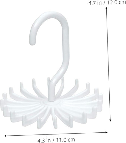 VOSAREA Rotating Tie Hanger Rack Organizer Non-Slip Degrees Tie Storage for Ties Scarves White Plastic Space Saver for Closets Easy to Use No Installation Required