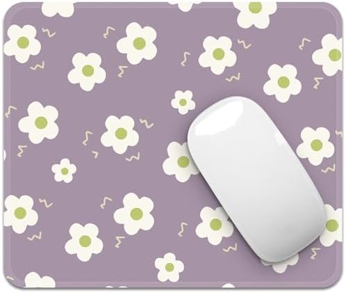 FROGIGO Mouse Pad with Stitched Edges - Purple Floral Mousepad for Women, 9.25 x 7.75 inch Washable Square Desk Pad, Non-Slip Rubber Base, Office Home Laptop Accessories - Purple Bloom by FROGIGO