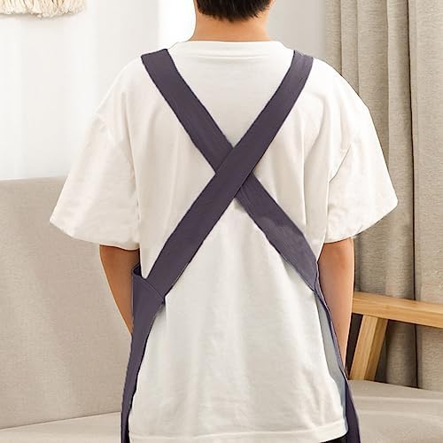 Kids Cotton Cross Back Aprons Children Chef Pure Child Apron with 2 Pockets for Baking Painting Cooking - Image 2