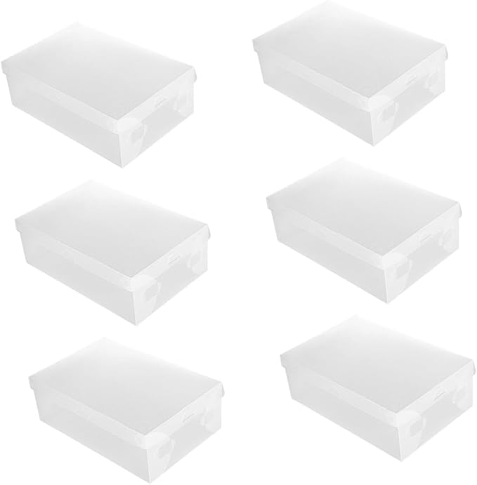 SOLUSTRE 6pcs Shoes Storage Box Lids Plastic Flip Storage Cases for Home Closet Cubbies