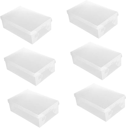 SEWACC 6pcs Flip-top Shoe Storage Boxes 33x20x12cm Large Plastic Shoe Organizers Dustproof White for Home Closet Organization
