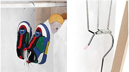 Leoyoubei 5 Pack Stainless Steel Shoes Hanger Drying Rack for Dehumidifying Hanging Leather Shoes,Double Hook Design Drying Shelf Storage Organizer,Closet Organizer Storage
