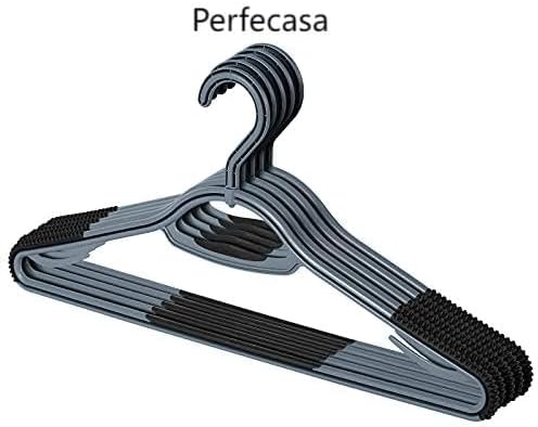 Extra Non Slip Plastic Clothes Hangers 30 Pack, with Sure Grip Rubber, 360 Degree Swivel Hook, Space Saving (Steel Blue/Cool Grey)