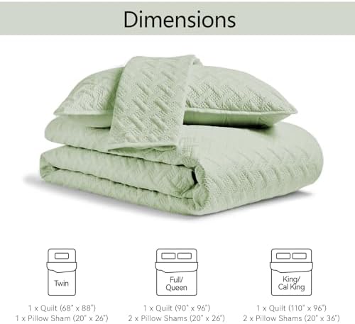 FLYMME Quilts Queen Size, Lightweight Sage Green Bedspreads, Basket Weave Pattern,Ultra Soft Microfiber Bed Coverlet 3 Pieces for All-Seasons (1 Quilt, 2 Shams) - Image 4