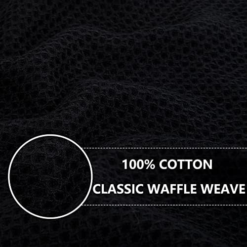 Homaxy 100% Cotton Waffle Weave Kitchen Dish Cloths 12-Pack, Black - Image 2