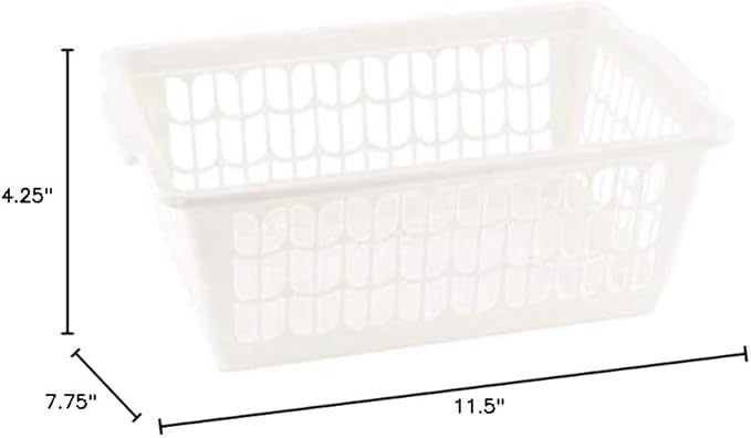 YBM HOME Plastic Perforated Storage Basket Bin Office Drawer, Shelf Desktop Countertop Tray Organizer 32-1188 (1, White)