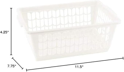YBM HOME Plastic Perforated Storage Basket Bin Office Drawer, Shelf Desktop Countertop Tray Organizer 32-1188 (1, White)
