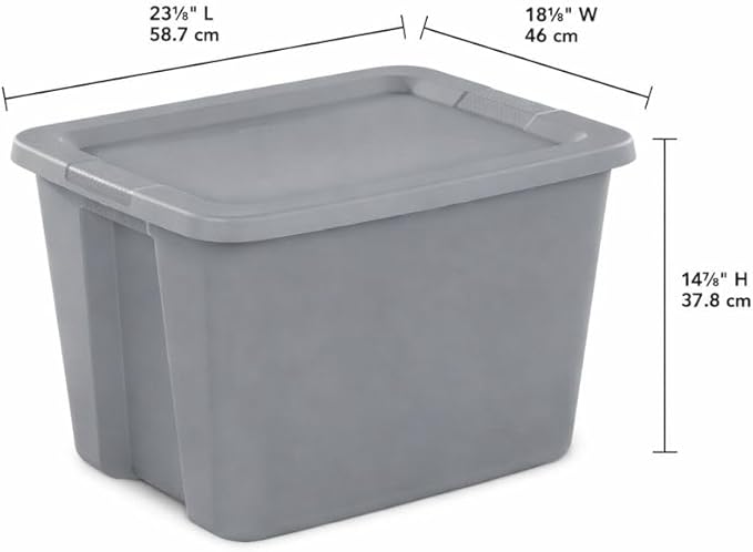 18 Gallon Plastic Storage Tote with Secure Snap-On Lid, Stackable Storage Bin for Linens, Seasonal Decor, Keepsakes & Home Organization (Gray)
