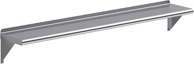 AmGood 10 in. x 60 in. Stainless Steel Wall Shelf | NSF | Metal Shelving | Garage, Laundry, Storage, Utility Room | Restaurant, Commercial Kitchen