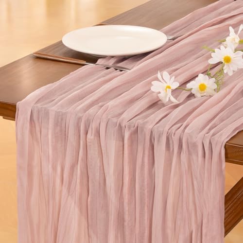 Pink Cheesecloth Table Runner Fall Boho Wedding Birthday Party Home Decor by Socomi