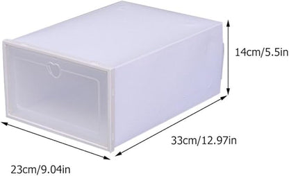 4pcs Large Plastic Shoe Storage Boxes with Drawer-type Dustproof Flip-top Design Stackable Shoe Organizer for Home Closet Multipurpose Storage Containers