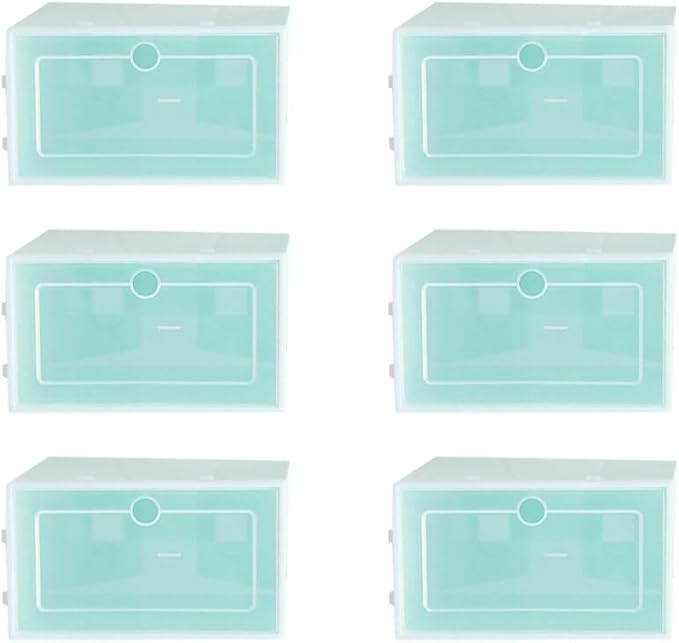 Cabilock 6pcs Stackable Transparent Shoe Containers Thicken Plastic Storage Box for Organizing Shoes for Closets Entryways and Item Storage