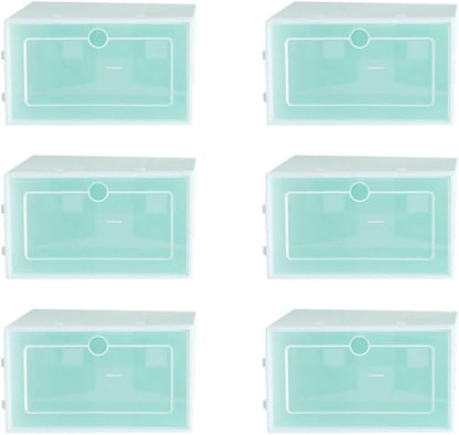 Cabilock 6pcs Stackable Transparent Shoe Containers Thicken Plastic Storage Box for Organizing Shoes for Closets Entryways and Item Storage