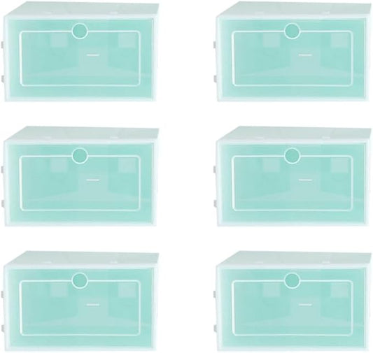 Cabilock 6pcs Stackable Transparent Shoe Containers Thicken Plastic Storage Box for Organizing Shoes for Closets Entryways and Item Storage