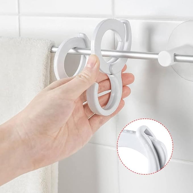 Space Saving Rotated Hanger Hooks Wardrobe Clothes Rack Hanger Organizer Bag Hanger Shoes Belt Scarf Hanging Rack Closet Hanger (White)