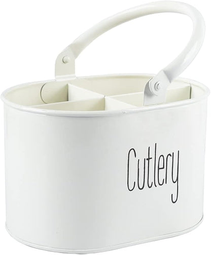 Metal Self Draining Tableware Storage Box - Spoon, Knife, Fork, Chopstick, Cutlery Holder Kitchen Organizer Stand Dining Multifunctional Stand Drawer Organisers, (White)
