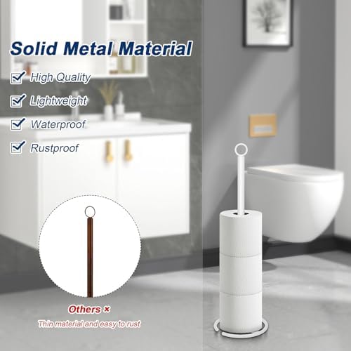 NearMoon Bath Toilet Paper Holder Stand, Freestanding Tissue Paper Storage with Reserve, Space Toilet 4 Rolls Holder for Bathroom/Kitchen Countertop-All Metal (2 Pack, White) - Image 4
