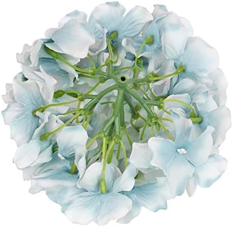 Silk Hydrangea Heads Artificial Flowers Heads with Stems for Home Wedding Decor,Pack of 10 (Lake Blue) - Image 3
