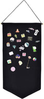 Wall Hanging Brooch Jewelry Storage Case Canvas Display Stand Enamel Pin Display Banner Holder Earrings Necklace Glitter Pin Collection Organizer (Black)