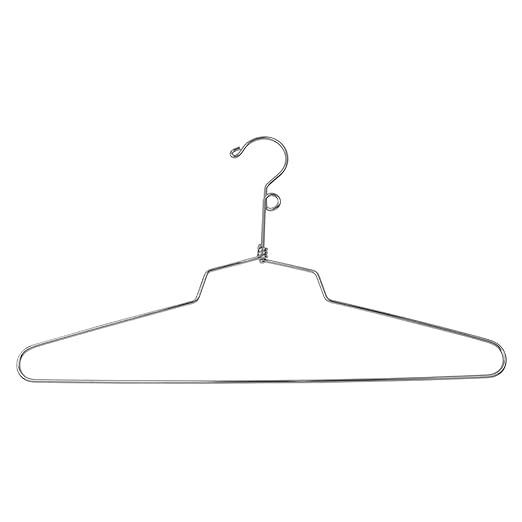 Econoco Deluxe Steel Hangers, 16 Inch Metal Blouse & Dress Hangers with Swivel Hook, Heavy Duty Chrome, Pack of 100