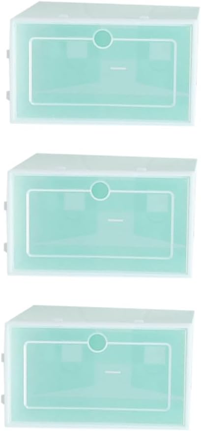OSALADI 6PCS Stackable Transparent Shoes Box Thickened Plastic Shoe Storage Container S Green Organizer for Closet Entryway Under Bed for Easy and Space Saving