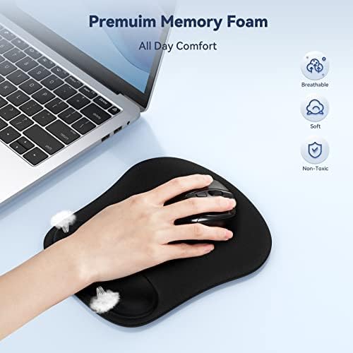 TECKNET 2 Pack Gaming Ergonomic Mouse Pad with Wrist Support Black - Image 3
