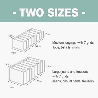 3PCS-7Grids Wardrobe Clothes Organizer and Storage Grids For Jeans Drawers Pants and Leggings (Gray,3PCS 7Grids - Leggings)