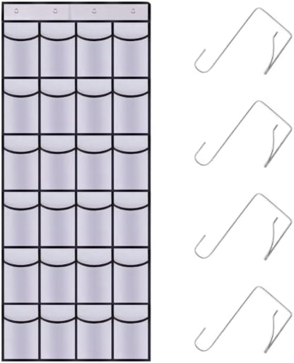 Over the Door Shoe Organizer, 24 Large Breathable Mesh Pockets, Hanging Storage Holder, Hanging Shoe Organizer(White)