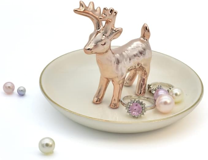 Antler Jewelry Tray Ring Dish Holder, Rose Gold Stand With Tray Display Organizer, Jewelry Hanger Rack for Hanging Necklaces, Rings, Earrings, Bracelet Best Gifts.