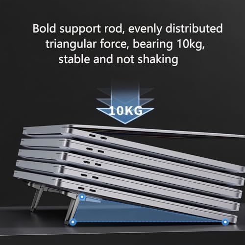 2 Pcs Zinc Alloy Foldable Laptop Stands, Portable Computer Keyboard Riser Feet with 2 Adjustable Angles, Self-Adhesive Invisible Mini Keyboard Stand for Notebook 10-17 Inches - Image 3
