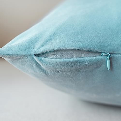 NiNi ALL Babyblue Velvet Throw Pillow Covers 24x24 Pack of 2 Decorative - Image 5